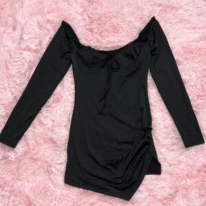 Black Womens Mini Dress with Slit